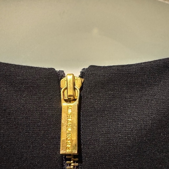 Michael Kors Chevron Sheath Dress Size 0 Aqua Navy Exposed Gold Zipper - Picture 5 of 10